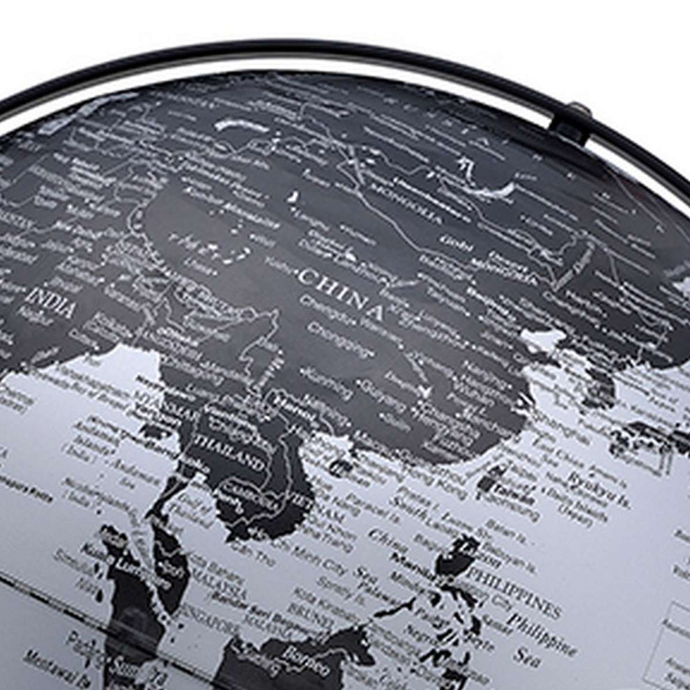 Globe Accent Decor With Inbuilt Led, Black And Gray By Benzara | Office Accessories |  Modishstore  - 3