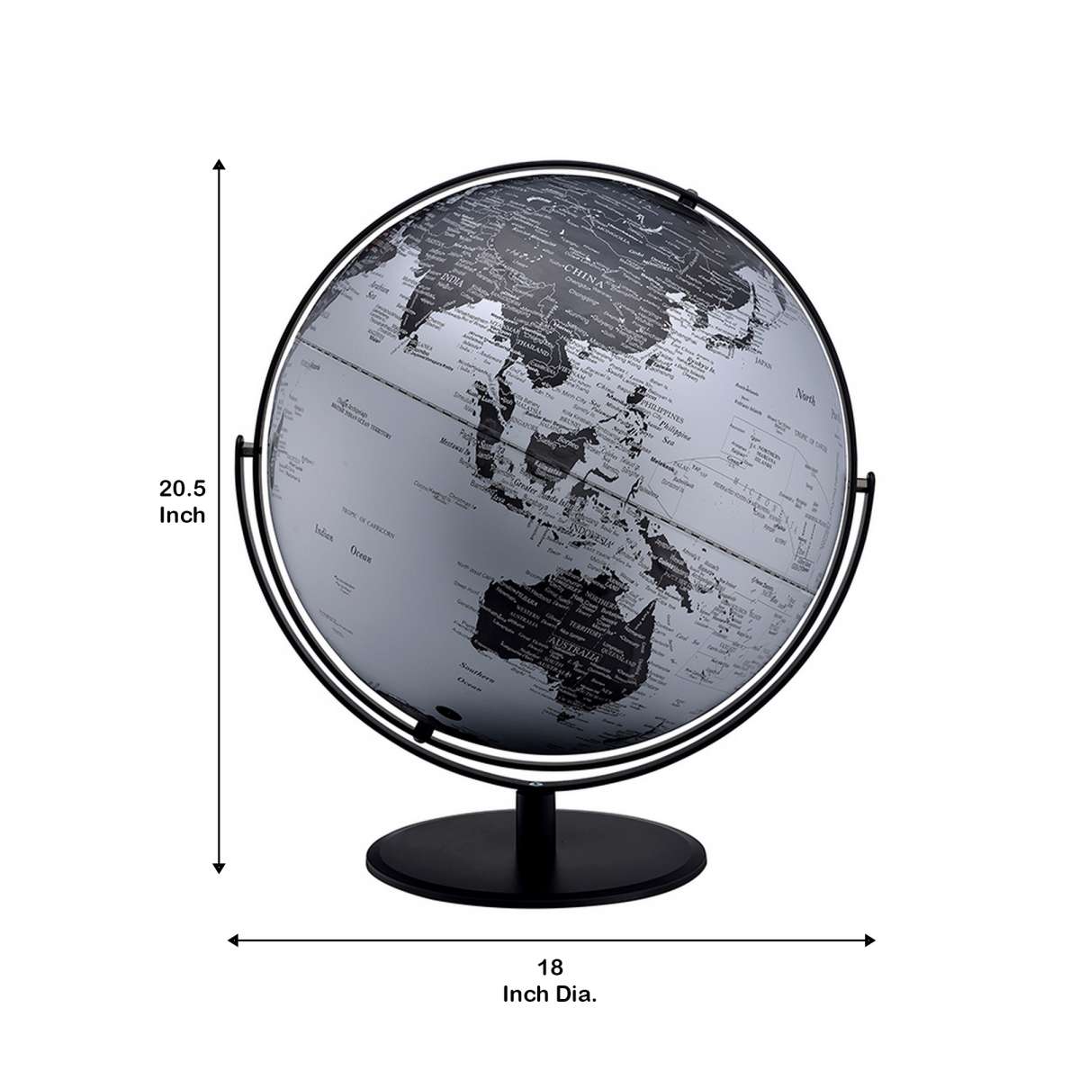 Globe Accent Decor With Inbuilt Led, Black And Gray By Benzara | Office Accessories |  Modishstore 