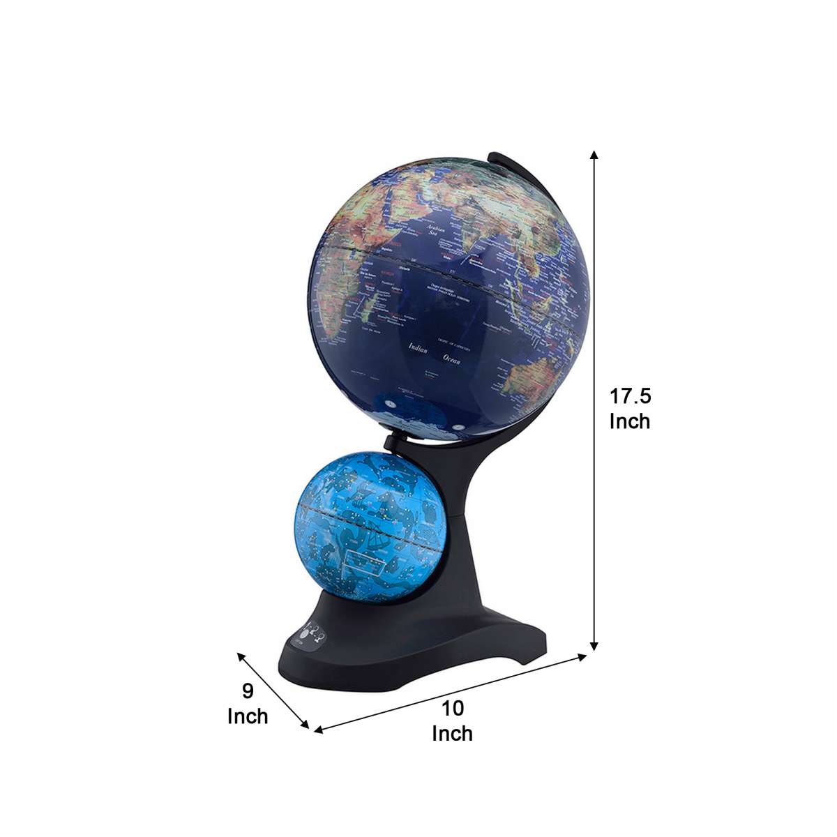 Dual Globe Accent Decor With Inbuilt Led, Blue And Black By Benzara | Office Accessories |  Modishstore  - 2