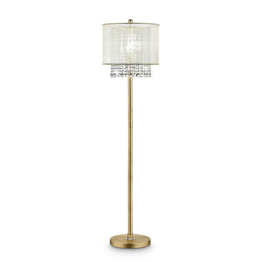 Floor Lamp With Hanging Crystal Accents, White And Gold By Benzara | Floor Lamps |  Modishstore 