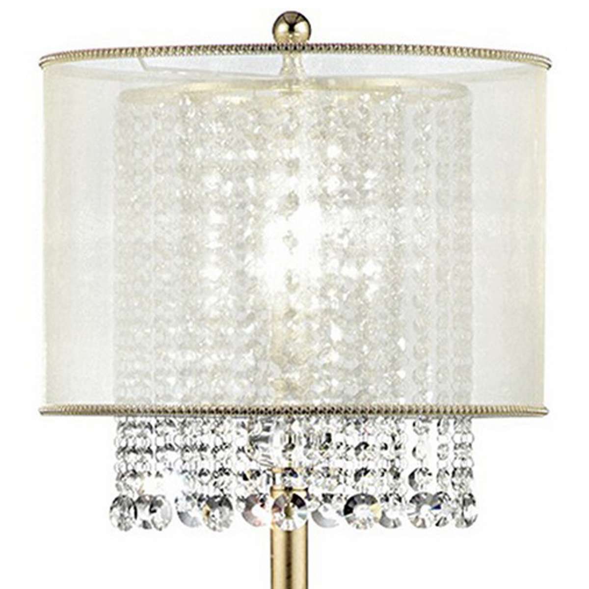 Floor Lamp With Hanging Crystal Accents, White And Gold By Benzara | Floor Lamps |  Modishstore  - 5