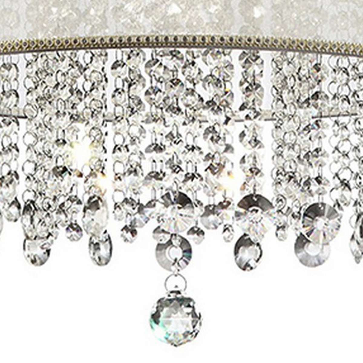 Ceiling Lamp With Hanging Crystal Accents, White And Clear By Benzara | Ceiling Lamps |  Modishstore  - 3