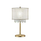Table Lamp With Hanging Crystal Accents, White And Gold By Benzara | Table Lamps |  Modishstore 