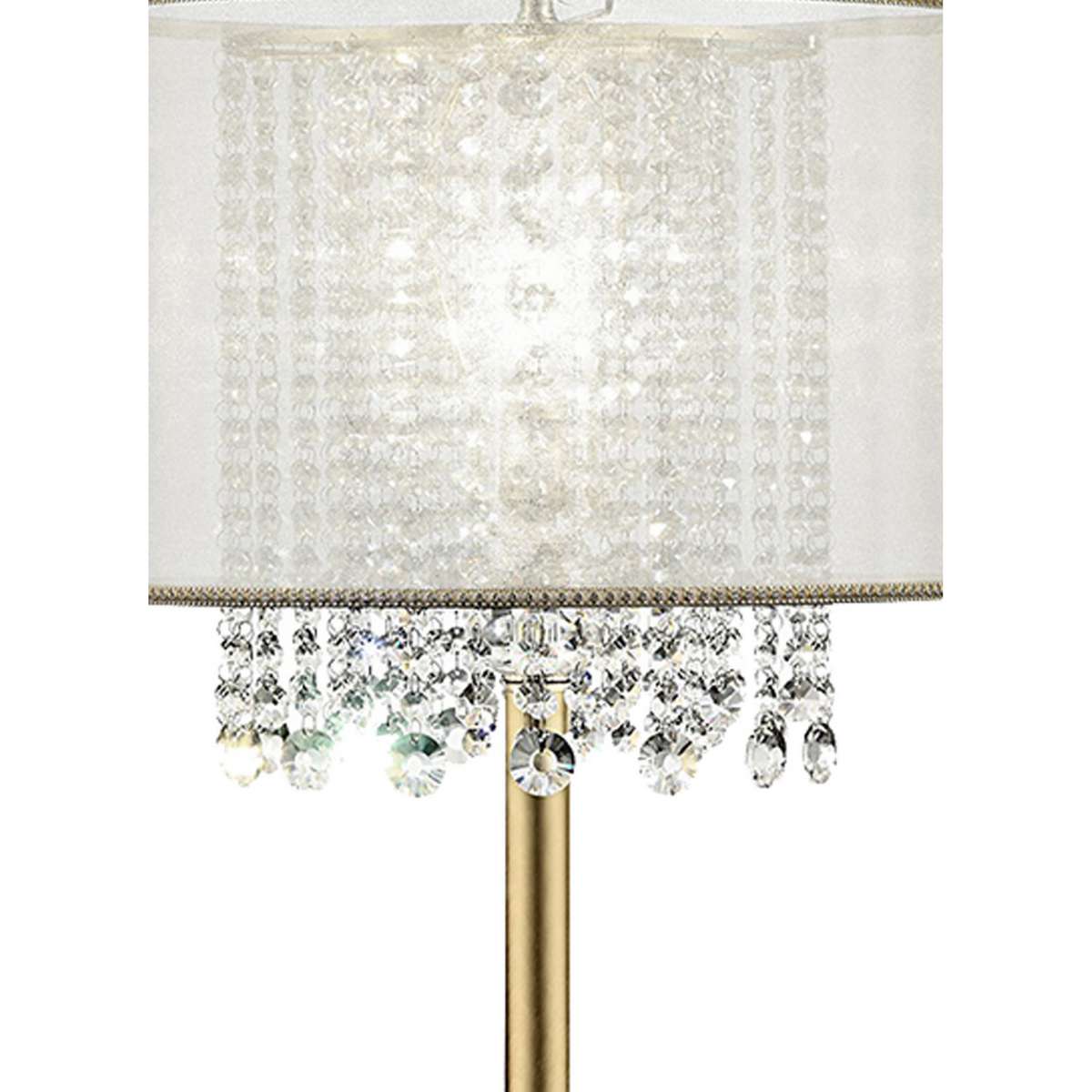 Table Lamp With Hanging Crystal Accents, White And Gold By Benzara | Table Lamps |  Modishstore  - 4