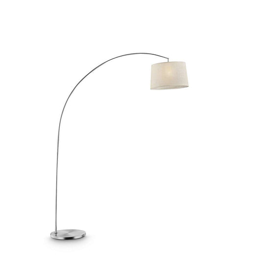 Floor Lamp With Arched Metal Body, Silver And Beige By Benzara | Floor Lamps |  Modishstore 