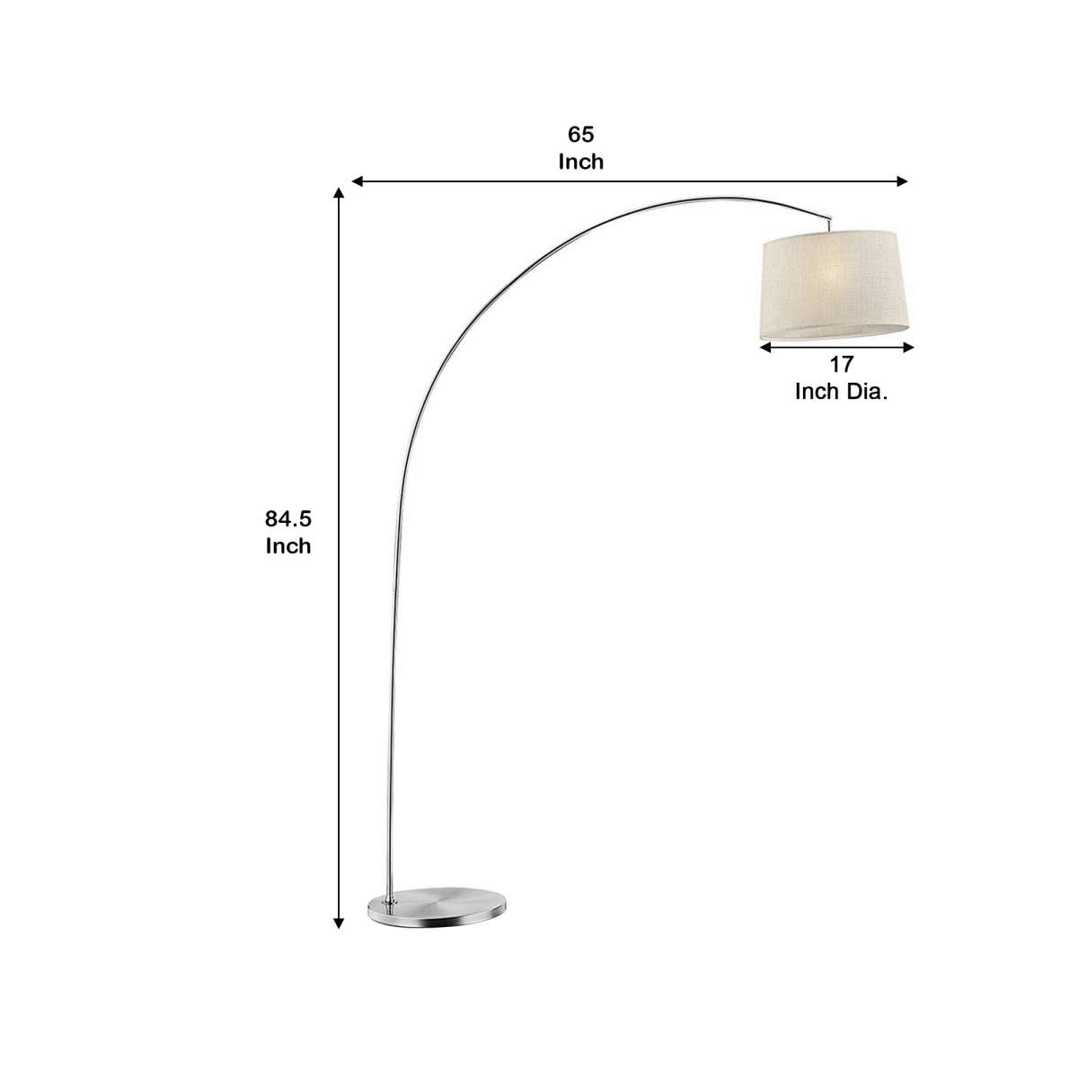 Floor Lamp With Arched Metal Body, Silver And Beige By Benzara | Floor Lamps |  Modishstore  - 2