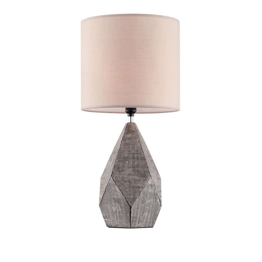 Table Lamp With Faceted Ceramic Body, Gray And Beige By Benzara | Table Lamps |  Modishstore 