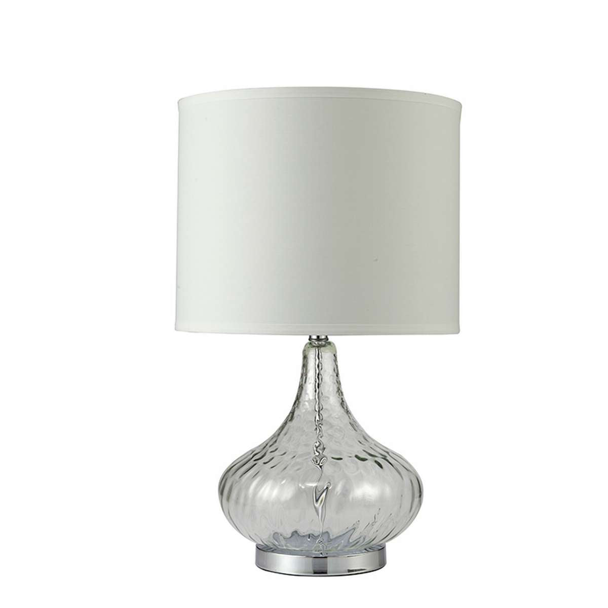 Table Lamp With Pot Bellied Glass Body, Clear And White By Benzara | Table Lamps |  Modishstore 