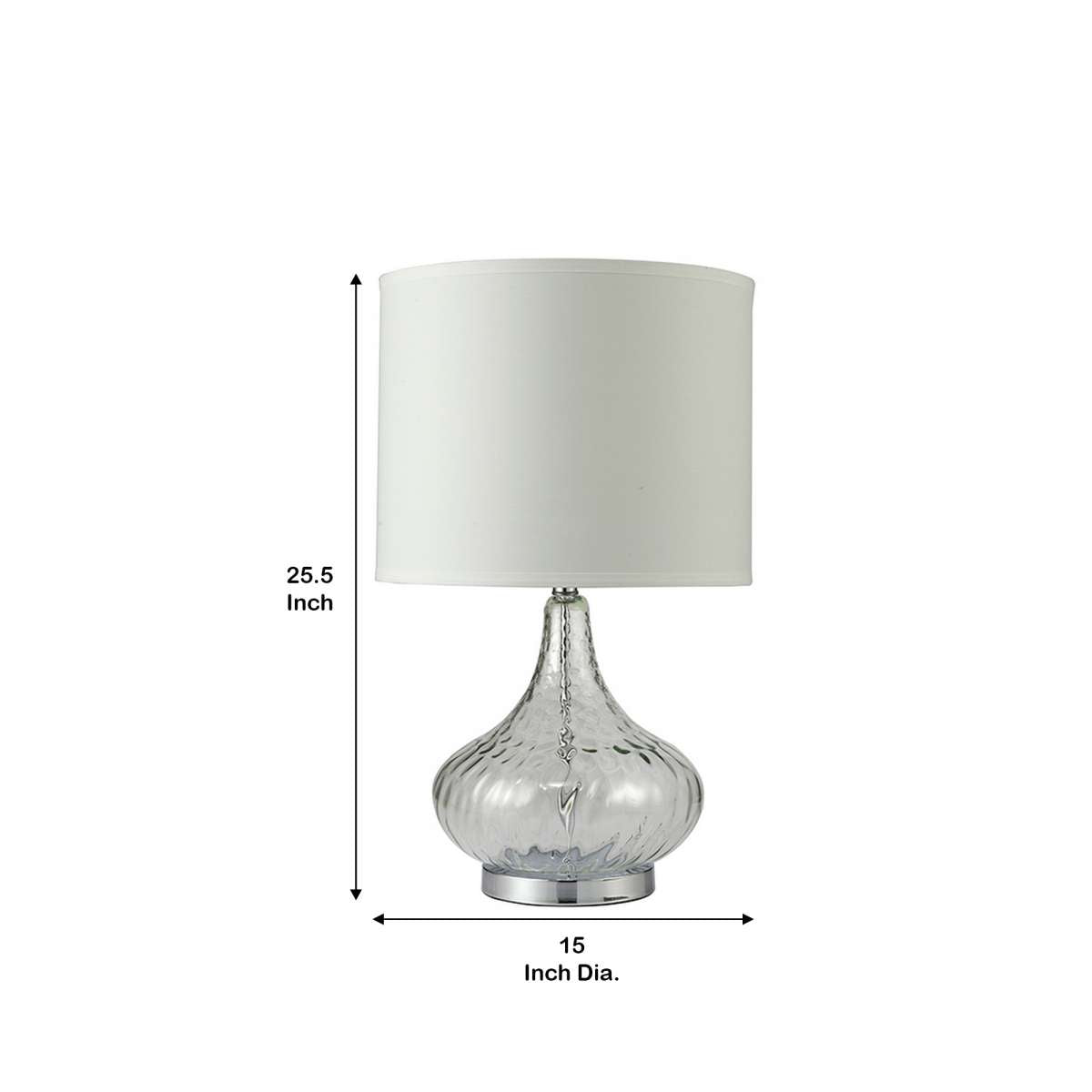 Table Lamp With Pot Bellied Glass Body, Clear And White By Benzara | Table Lamps |  Modishstore  - 2