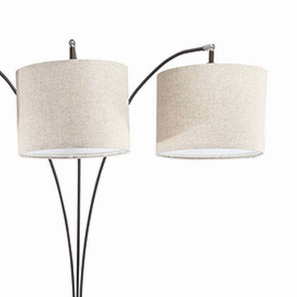 Floor Lamp With 3 Arched Arms And Fabric Shades, Bronze By Benzara | Floor Lamps |  Modishstore  - 5