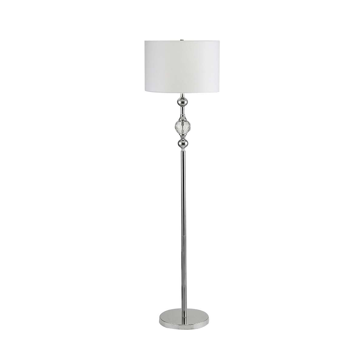 Floor Lamp With Metal Frame And Crystal Accent, White By Benzara | Floor Lamps |  Modishstore 