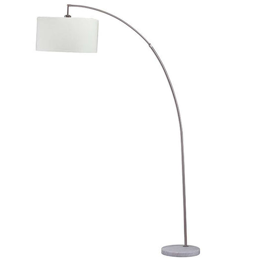 Floor Lamp With Curved Metal Frame And Drum Shade, Silver By Benzara | Floor Lamps |  Modishstore 