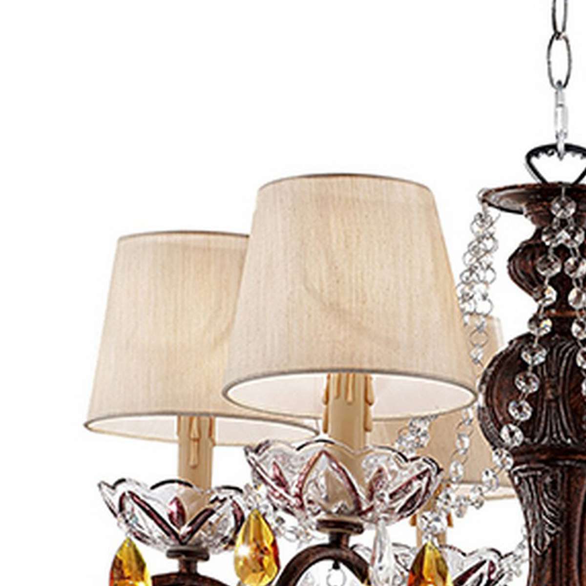 Ceiling Lamp With Scrolled Frame And 6 Bell Shade, Bronze By Benzara | Ceiling Lamps |  Modishstore  - 5