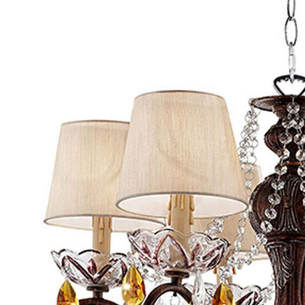 Ceiling Lamp With Scrolled Frame And 6 Bell Shade, Bronze By Benzara | Ceiling Lamps |  Modishstore  - 5