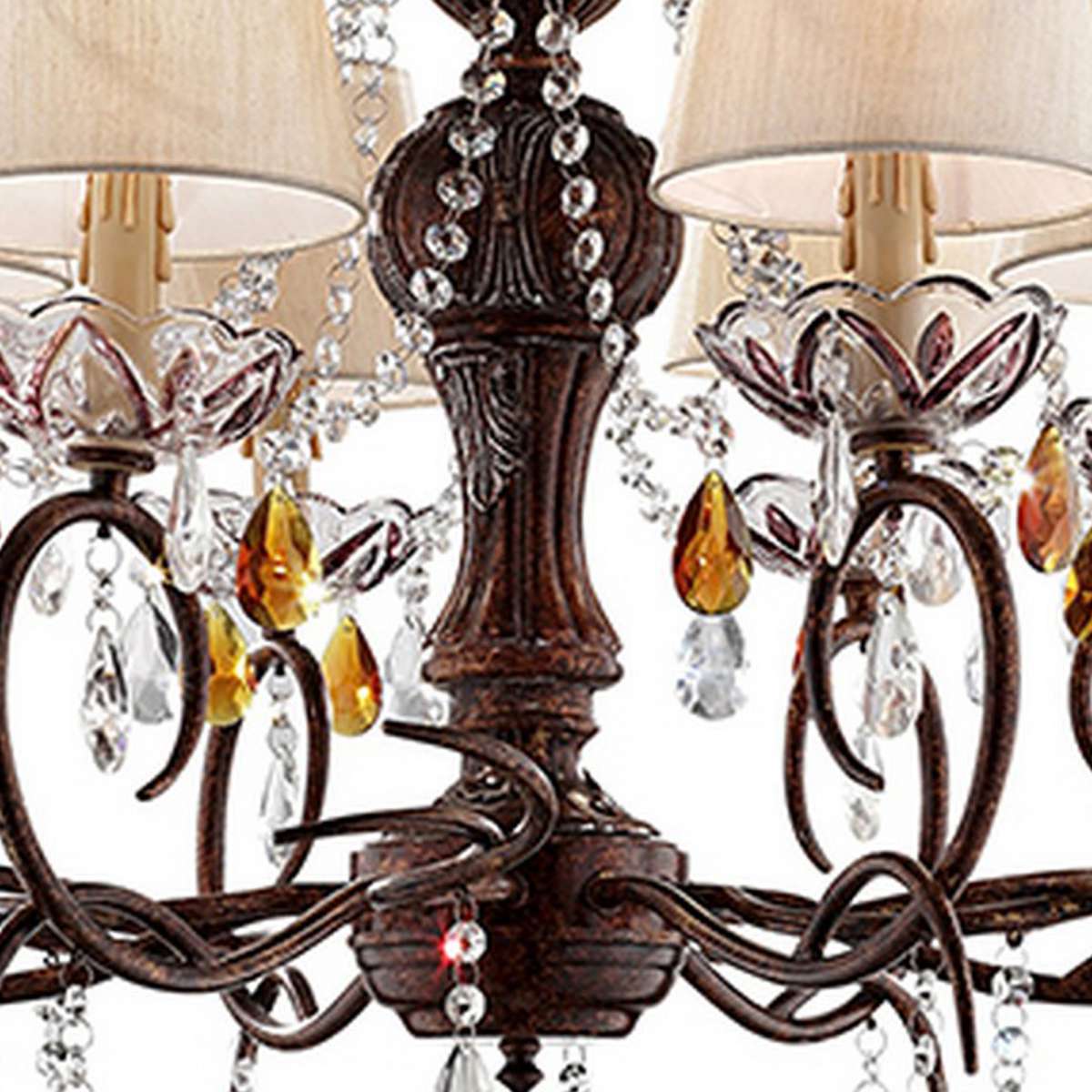 Ceiling Lamp With Scrolled Frame And 6 Bell Shade, Bronze By Benzara | Ceiling Lamps |  Modishstore  - 4