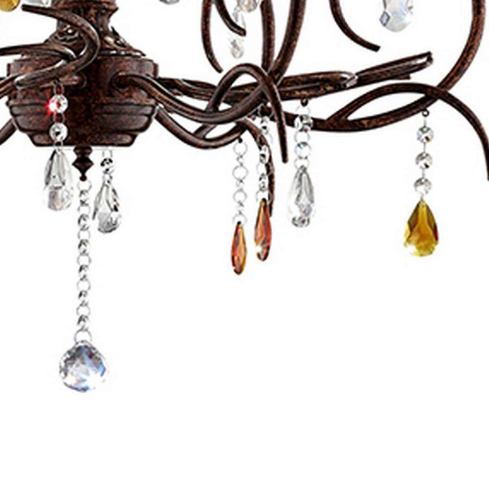 Ceiling Lamp With Scrolled Frame And 6 Bell Shade, Bronze By Benzara | Ceiling Lamps |  Modishstore  - 3