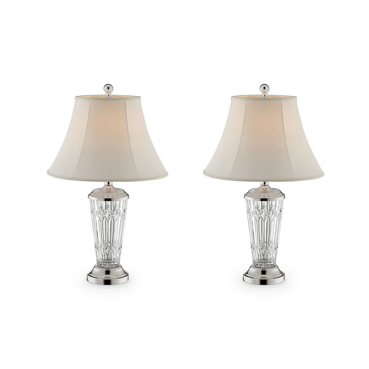 Table Lamp With Semi Fluted Glass Base, Set Of 2, Off White By Benzara | Table Lamps |  Modishstore 
