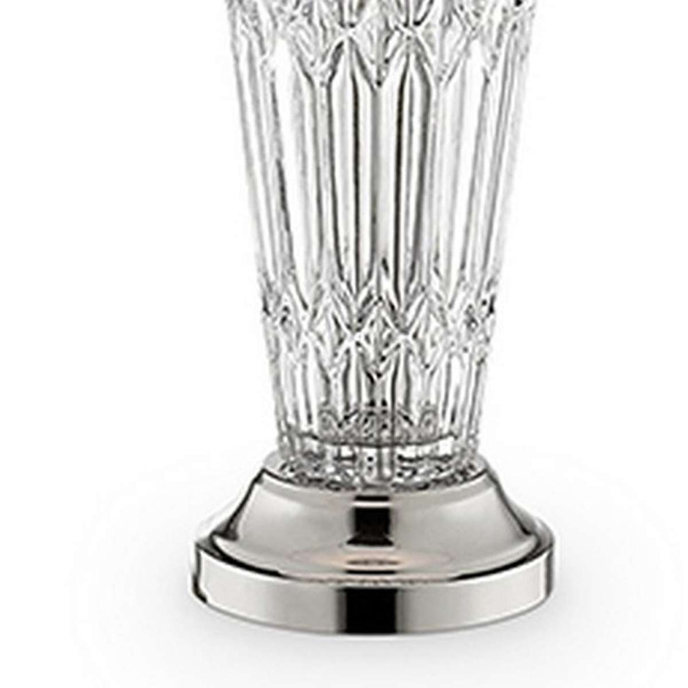 Table Lamp With Semi Fluted Glass Base, Set Of 2, Off White By Benzara | Table Lamps |  Modishstore  - 4