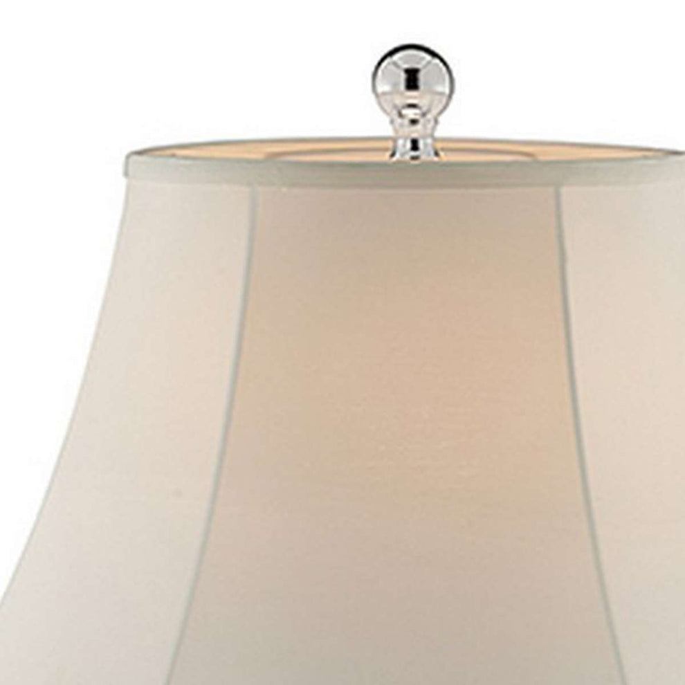 Table Lamp With Semi Fluted Glass Base, Set Of 2, Off White By Benzara | Table Lamps |  Modishstore  - 3