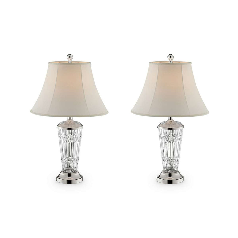 Table Lamp With Semi Fluted Glass Base, Set Of 2, Off White By Benzara | Table Lamps |  Modishstore 