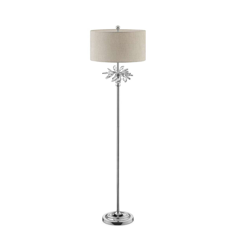 Floor Lamp With Starburst Crystal Accent, Gray And Silver By Benzara | Floor Lamps |  Modishstore 