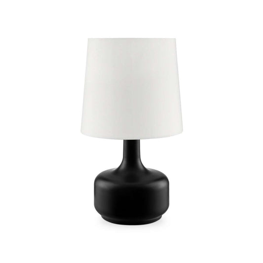Table Lamp With Teardrop Metal Base And Fabric Shade, Black By Benzara | Table Lamps |  Modishstore 