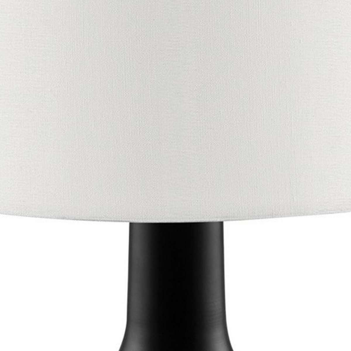 Table Lamp With Teardrop Metal Base And Fabric Shade, Black By Benzara | Table Lamps |  Modishstore  - 4