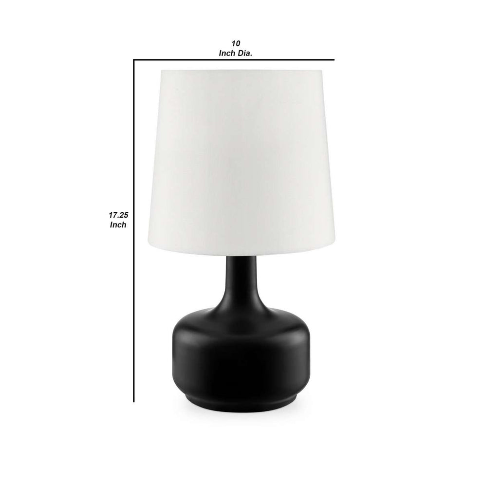 Table Lamp With Teardrop Metal Base And Fabric Shade, Black By Benzara | Table Lamps |  Modishstore  - 2