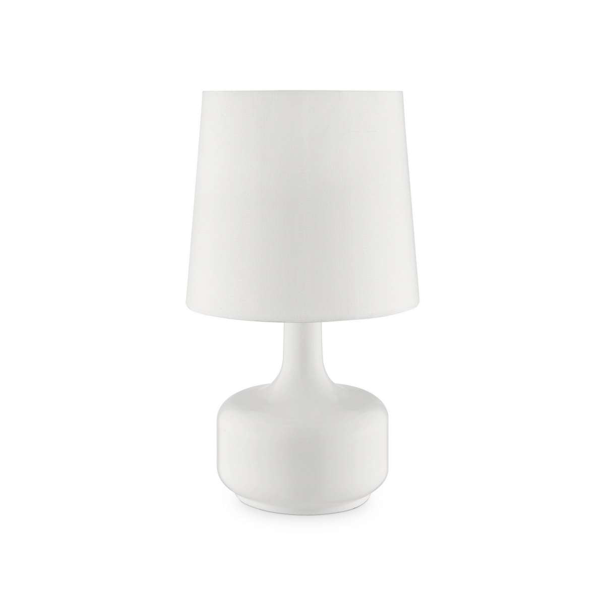 Table Lamp With Teardrop Metal Base And Fabric Shade, White By Benzara | Table Lamps |  Modishstore 