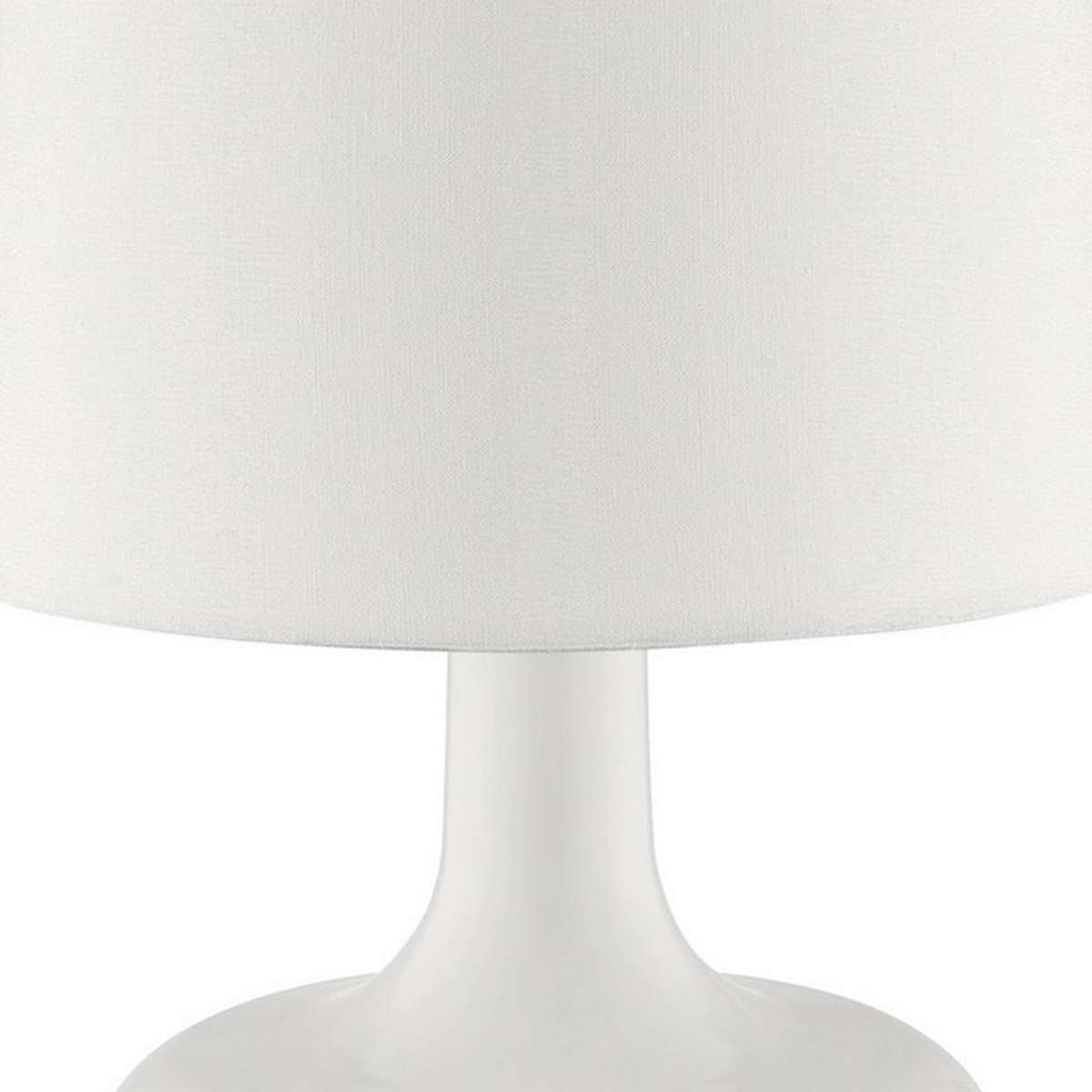 Table Lamp With Teardrop Metal Base And Fabric Shade, White By Benzara | Table Lamps |  Modishstore  - 5