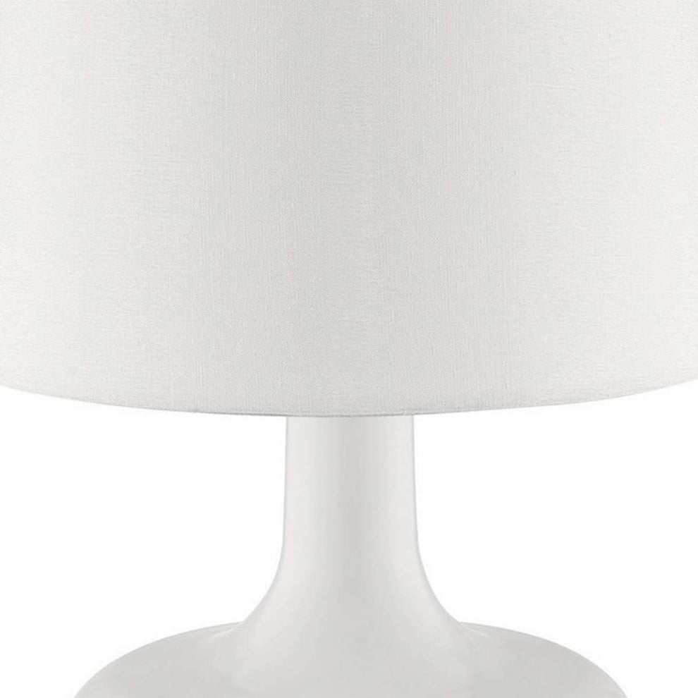 Table Lamp With Teardrop Metal Base And Fabric Shade, White By Benzara | Table Lamps |  Modishstore  - 5