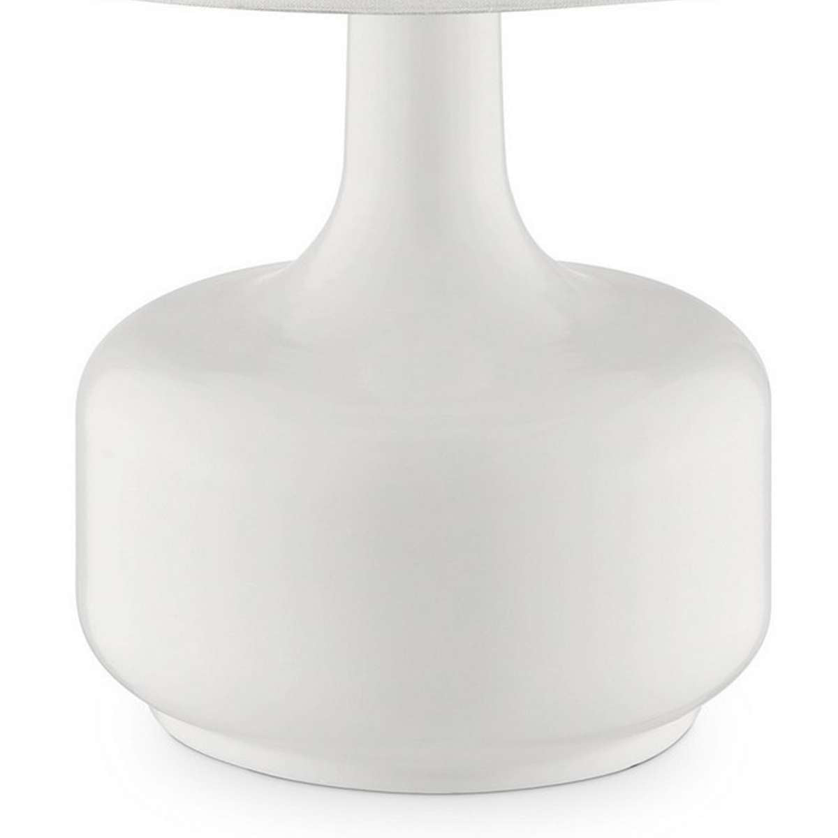 Table Lamp With Teardrop Metal Base And Fabric Shade, White By Benzara | Table Lamps |  Modishstore  - 4