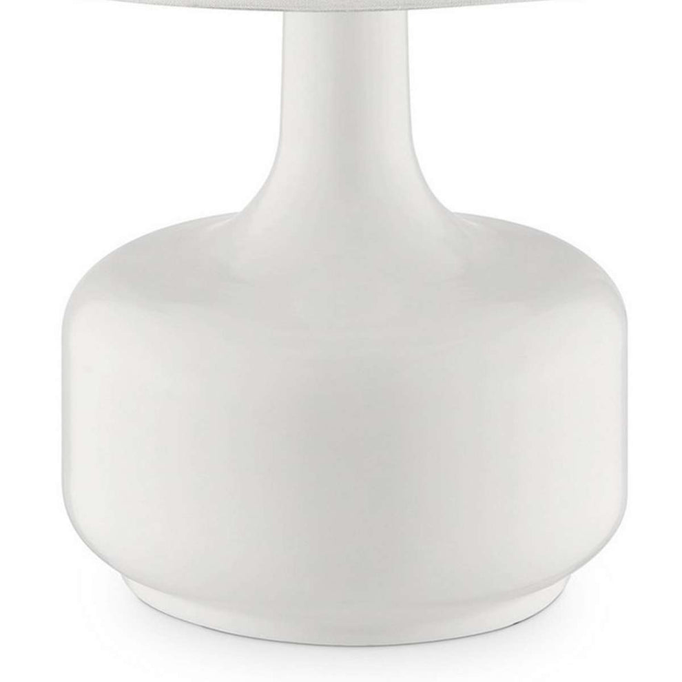 Table Lamp With Teardrop Metal Base And Fabric Shade, White By Benzara | Table Lamps |  Modishstore  - 4