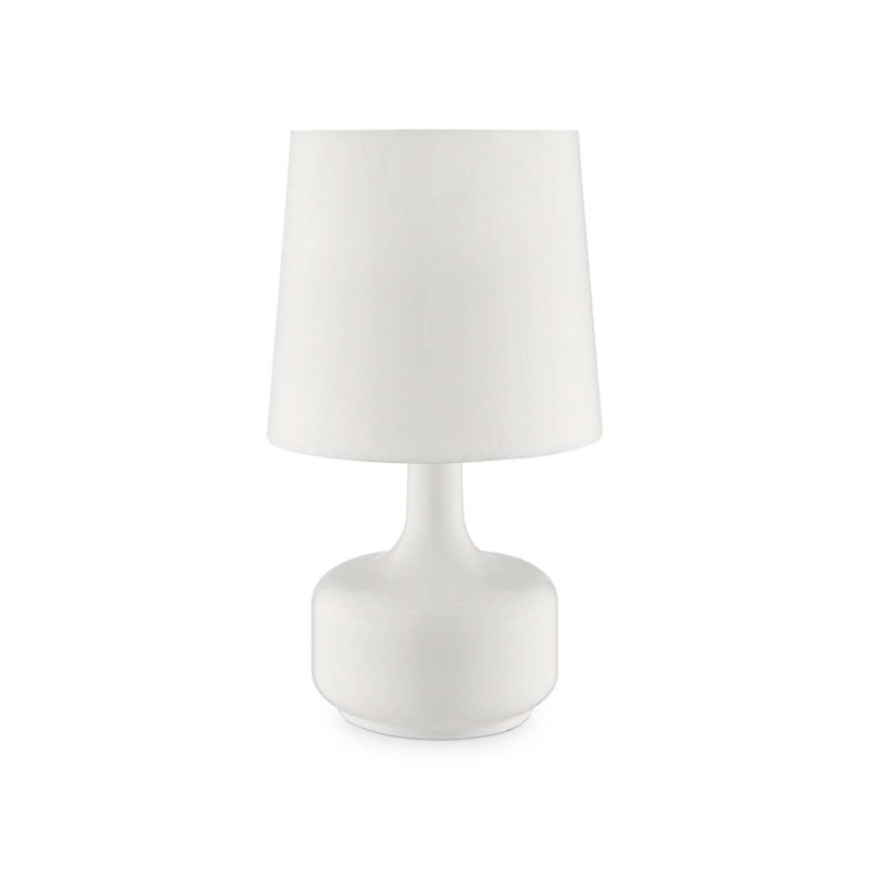 Table Lamp With Teardrop Metal Base And Fabric Shade, White By Benzara | Table Lamps |  Modishstore 