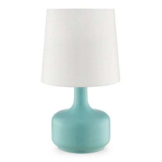 Table Lamp With Teardrop Metal Base And Fabric Shade, Green By Benzara | Table Lamps |  Modishstore 