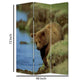 3 Panel Foldable Wooden Screen With Bear Print, Blue And Brown By Benzara | Room Divider |  Modishstore 