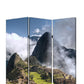 3 Panel Foldable Canvas Screen With Machu Picchu Print, Multicolor By Benzara | Room Divider |  Modishstore  - 3