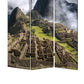 3 Panel Foldable Canvas Screen With Machu Picchu Print, Multicolor By Benzara | Room Divider |  Modishstore  - 5