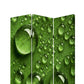 Morning Dew Print Foldable Canvas Screen With 3 Panels, Green By Benzara | Room Divider |  Modishstore  - 3