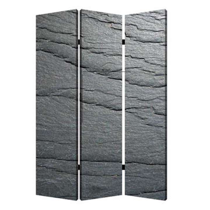 3 Panel Canvas And Metal Frame Room Divider, Slate Gray By Benzara | Room Divider |  Modishstore 