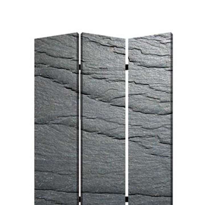 3 Panel Canvas And Metal Frame Room Divider, Slate Gray By Benzara | Room Divider |  Modishstore  - 5