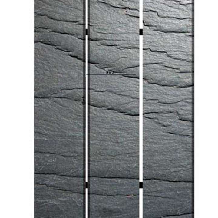 3 Panel Canvas And Metal Frame Room Divider, Slate Gray By Benzara | Room Divider |  Modishstore  - 4