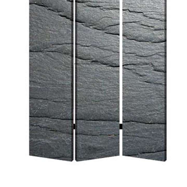 3 Panel Canvas And Metal Frame Room Divider, Slate Gray By Benzara | Room Divider |  Modishstore  - 3