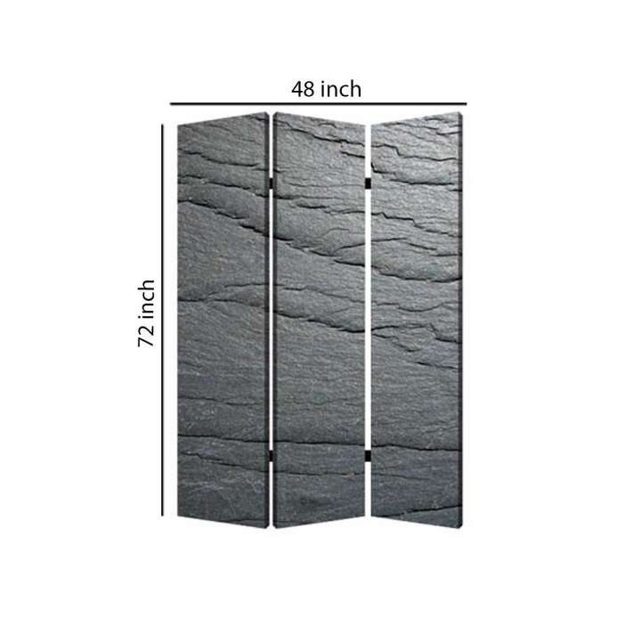 3 Panel Canvas And Metal Frame Room Divider, Slate Gray By Benzara | Room Divider |  Modishstore  - 2