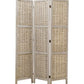 Cottage Style 3 Panel Room Divider With Willow Weaving, Gray By Benzara | Room Divider |  Modishstore 