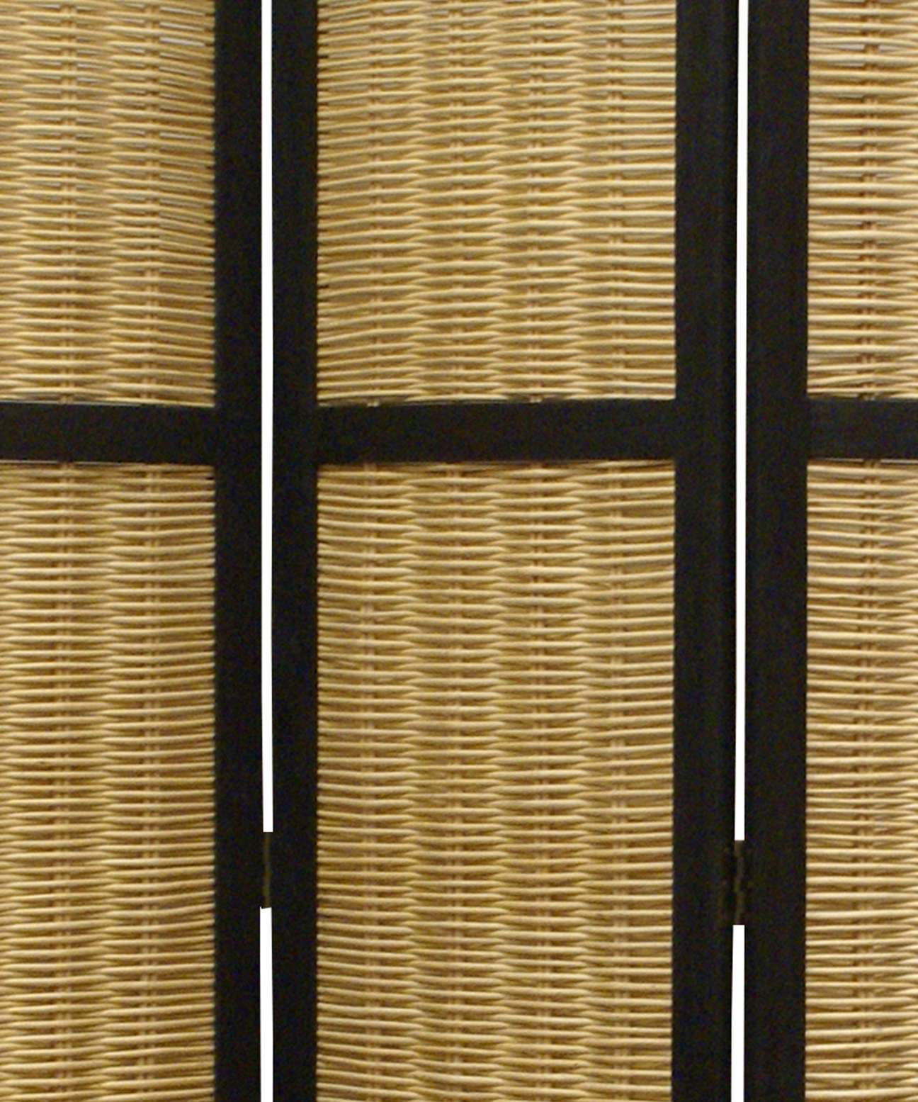 Cottage Style 3 Panel Room Divider With Willow Weaving, Black And Brown By Benzara | Room Divider |  Modishstore  - 4