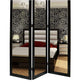 3 Panel Wooden Foldable Mirror Encasing Room Divider, Black And Silver By Benzara | Room Divider |  Modishstore  - 3