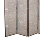 4 Panel Scripted Fabric Wooden Scalloped Room Divider, Beige And Brown By Benzara | Room Divider |  Modishstore  - 3