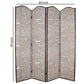 4 Panel Scripted Fabric Wooden Scalloped Room Divider, Beige And Brown By Benzara | Room Divider |  Modishstore  - 2