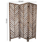 3 Panel Foldable Wooden Screen With Herringbone Pattern, Brown By Benzara | Room Divider |  Modishstore  - 3